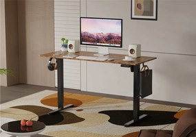 Elektromosan állítható magasságú íróasztal - 140x60cm rusztikus barna ülő-/állómunkához - LVN System Lite LV1714