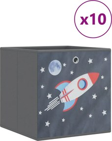 vidaXL 10 db szürke szövet összecsukható tárolódoboz 32x32x32cm