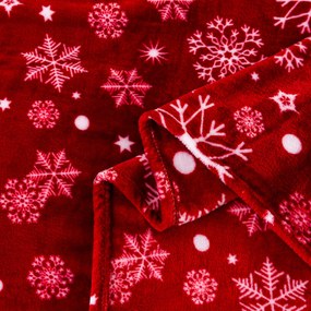 Piros karácsonyi mikroplüss pléd SNOWFALL Méret: 200 x 220 cm