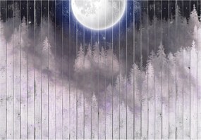 Fotótapéta Holdfényes éjszaka ködös erdő fa kerítés 520x318 +ragasztó