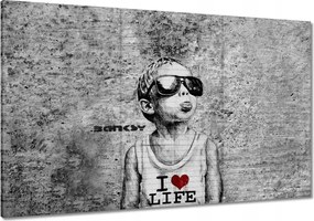 Festmények 120x80 I love life Banksy Spray