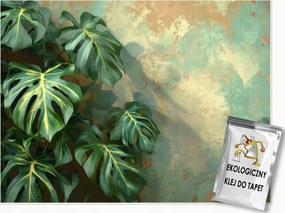 Fotótapéta Monster Levelek Zöld Beton Hálószoba Nappali Tapéta 300x210