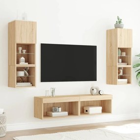 sonoma tölgy színű TV-szekrény LED-világítással 60 x 30 x 30 cm
