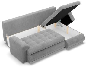 Tokio sarokkanapé, 2 ágyneműtartóval, kordbársony, jobboldali, szürke