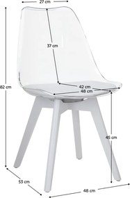 Szék, átlátszó fehér, akril/ekobőr/fehér, BALI 3 NEW