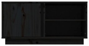 fekete tömör fenyőfa TV-szekrény 80 x 35 x 40,5 cm