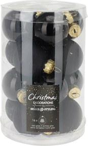 Christmas Glam 16 darabos Díszgömb szett, Ø3.5 cm, üveg, fekete