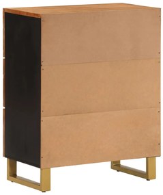 barna és fekete tömör mangófa kisszekrény 60x33,5x75 cm