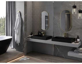 Mexen Loft, ovális fürdőszobai tükör 80 x 40 cm, keret színe arany fényes, 9851-080-040-000-50