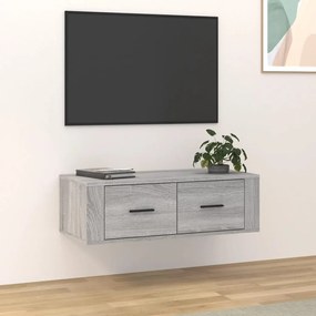 Szürke sonoma színű szerelt fa függő TV-szekrény 80x36x25 cm