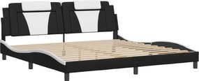 vidaXL fekete és fehér ágykeret Viana LED-ekkel matrac nélkül 200x200 cm