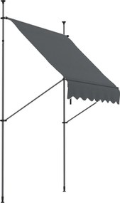 Outsunny Kihúzható Kézi Napernyő 2x1.2m Külső Terasz Napernyő Magasság Állítható Crank 210-300cm Fúrás Nélkül UV30+ Védelmével a Erkély Kert Sötétszür