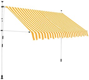 Narancssárga-fehér csíkos kézzel feltekerhető napellenző 300 cm