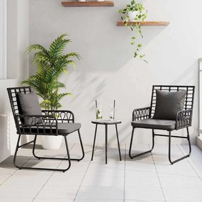 Kert étkező szett 3 pcs Fekete és Antracit Poli rattan és acél