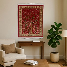 Selyem szőnyeg Életfa motívum Bíborvörös 100x150 minőségi viszkóz selyem szőnyeg Iránból