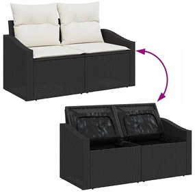 Kerti Kanapé Szett 5 pcs Fekete 233 x 117 x 85 cm Poli rattan