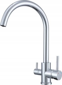 Háromutas konyhai csaptelep vízszűrőhöz Ezüst Króm Forgatható kifolyócső