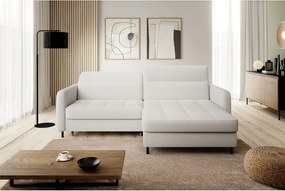 Krémszínű buklé kinyitható-tárolóhelyes sarokkanapé (jobb oldali-heverő résszel) Gomsi – ELTAP