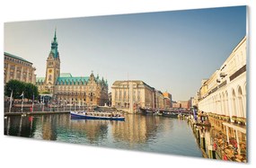Akrilkép Németország Hamburg River székesegyház 100x50 cm