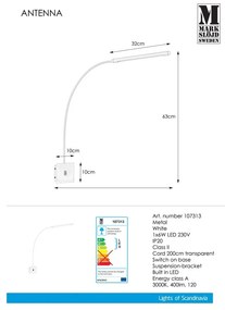 Antenna 1L fehér fali lámpa - Markslöjd