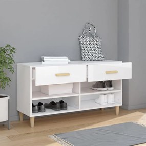 magasfényű fehér szerelt fa cipőszekrény 102x35x55 cm