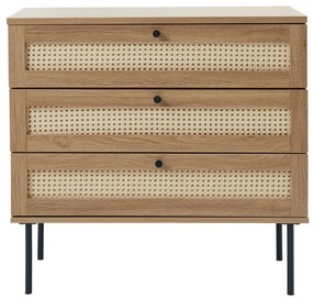 Natúr színű alacsony komód tölgyfa dekorral 80x75 cm Pensacola – Unique Furniture