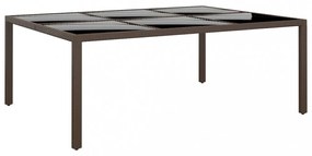barna üveglapos kerti asztal 200 x 150 x 75 cm
