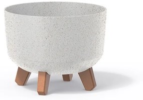 Virágtartó ECO WOOD lábakkal, 23,5 cm, fehér