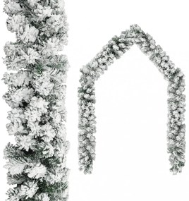 vidaXL zöld PVC karácsonyi füzér pelyhes hóval 10 m