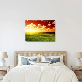Rét képe ragyogó napfénnyel (üvegen) (70x50 cm)