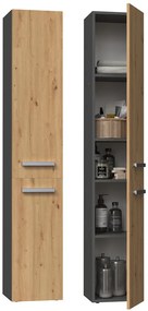 Aldabra Nel II fürdőszoba szekrény, 31x174x30 cm, antracit-tölgy