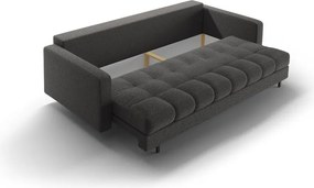 Sötétszürke buklé kinyitható tárolóhelyes kanapé 222 cm Bali – Cosmopolitan Design