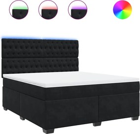 vidaXL fekete bársony rugós ágy matraccal 180x200 cm