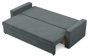 Zeus kanapéágy, bársony, hab töltet, egyenes kartámasz, szürke