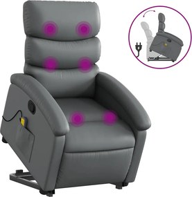 vidaXL szürke műbőr dönthető masszázs- és állófotel