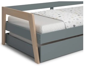 Zöld-natúr színű borovi fenyő gyerekágy kihúzható pótággyal, tárolóhellyel 90x200 cm Carrie – Marckeric