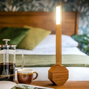 Sötétbarna LED asztali lámpa cseresznyefa dekorral (magasság 39,5 cm) Octagon One – Gingko