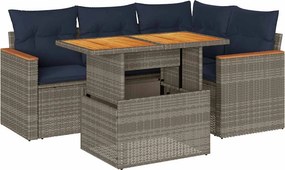 vidaXL 5 részes szürke polyrattan kerti ülőgarnitúra párnákkal