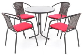 Toli kerti asztalkészlet - 4 üléses, fekete / piros