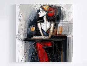 Poszter Portré Nő Pezsgő Találkozás Art Deco 80x80