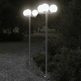 2 db ezüstszínű rozsdamentes acél kültéri állólámpa 215 cm