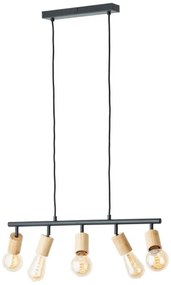 Brilliant - TIFFANY kábeles csillár 5xE27/28W/230V fekete/bambusz