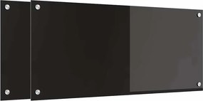 vidaXL Konyhai splashback 2 pcs Fekete 90 x 40 cm edzett üveg