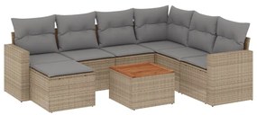 vidaXL 8 részes bézs polyrattan kerti ülőgarnitúra párnával