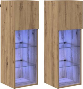vidaXL Fali TV szekrények 2 pcs Artisan tölgy 30,5 x 30 x 90 cm