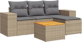 vidaXL 5 részes bézs polyrattan kerti ülőgarnitúra párnákkal