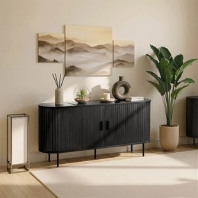 Kétajtós, tolóajtós komód 140 cm méretben, fekete színben TRISH