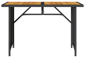 fekete polyrattan falapos kerti asztal 110 x 68 x 70 cm