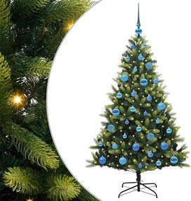 vidaXL Műanyag Hajtogatott Karácsonyfa 150 LED-del Zöld 150 cm