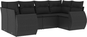 vidaXL 6 részes fekete polyrattan kerti ülőgarnitúra párnákkal